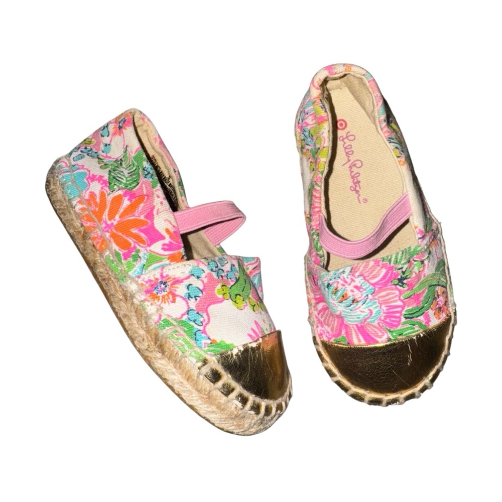 Lilly Pulitzer Kids Floral Espadrilles with Gold Tips